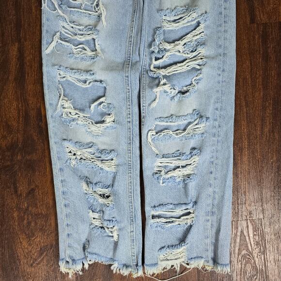 We The Free The Maggie Mid Rise Straight Leg Light Wash Destroyed Button Fly - Picture 6 of 9